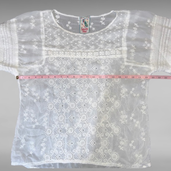 Johnny Was Women's Small White Eyelet Blouse - Picture 8 of 9